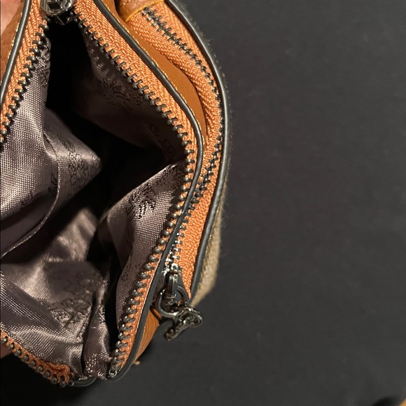 Checkered Card Holder and Coin Pouch in Brown and red - Picture 3 of 5